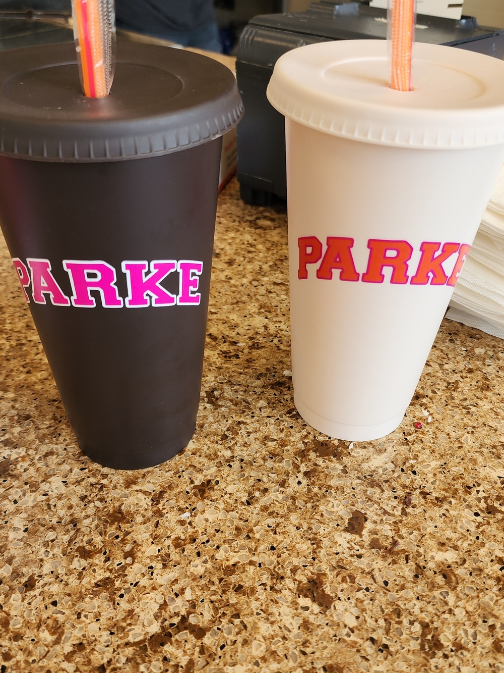 2 - PARKE Insulated Reusable Cup with Lid & Straw $40 For Both